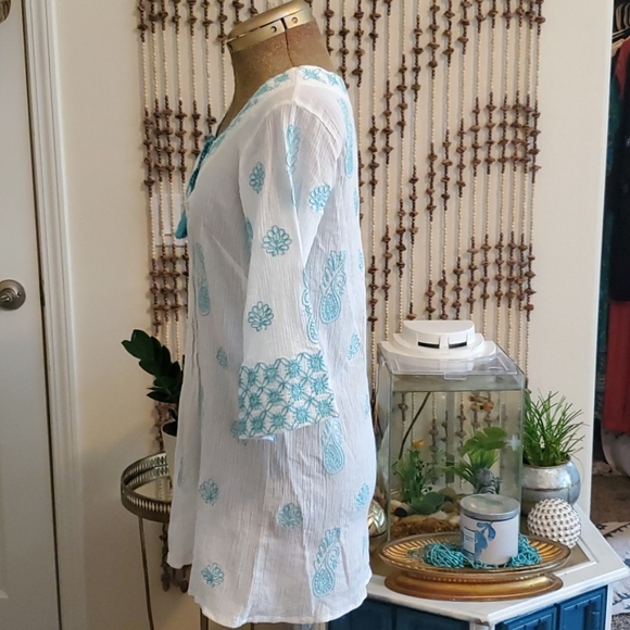 Trina Turk Embroidered Turquoise Cover Up - Picture 2 of 10